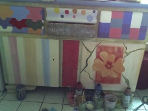 Kitchen cupboard, before and after pictures